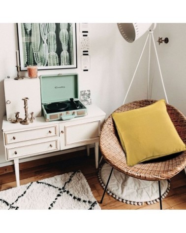 Coussin de sol en polycoton jaune 70x70