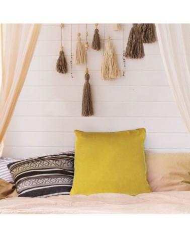 Coussin de sol en suédine jaune 70x70