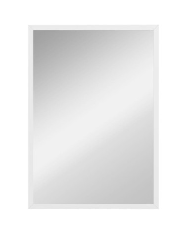 Miroir mural rectangulaire 60 x 40 cm cadre bois blanc
