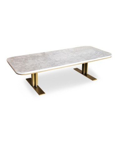 Table basse en laiton et marbre blanc