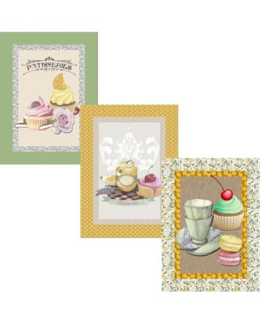 Lot de 3 torchons en coton sergé