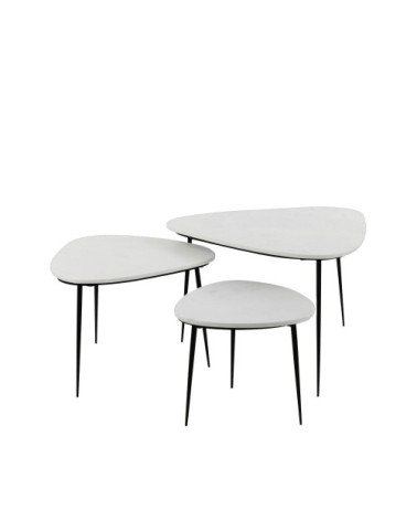 Set de 3 tables d'appoint en marbre blanc