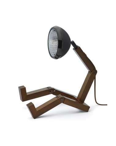 Lampe de table mr. Wattson bois dark noir mat