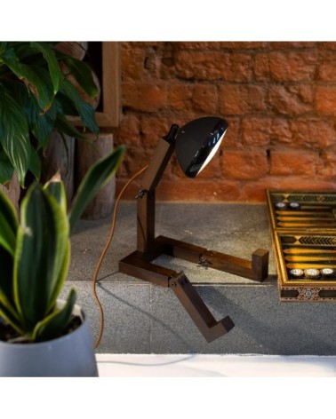 Lampe de table mr. Wattson bois dark noir mat