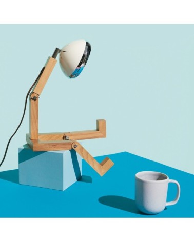 Lampe de table mr. Wattson bois blanc vintage