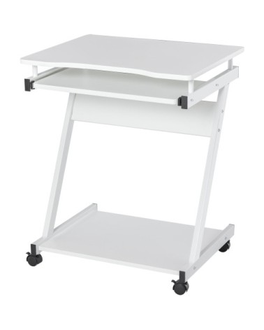 Bureau mobile tablette coulissante métal blanc