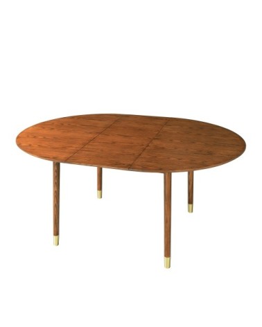 Table à manger ronde extensible 120-155x120cm bois foncé