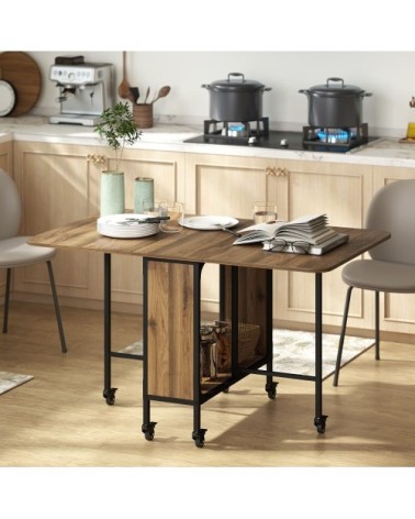 Table à manger pliante pour 6 personnes panneau de particules marron