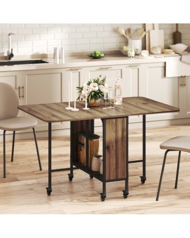 Table à manger pliante pour 6 personnes panneau de particules marron