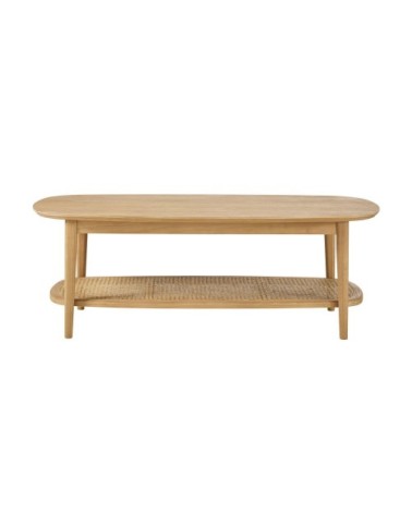 Table basse 2 plateaux en pin cannage en rotin L115