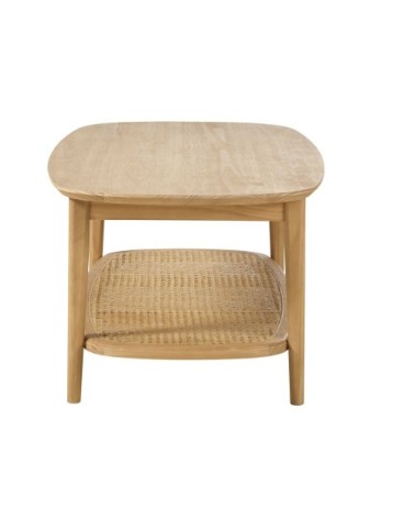 Table basse 2 plateaux en pin cannage en rotin L115