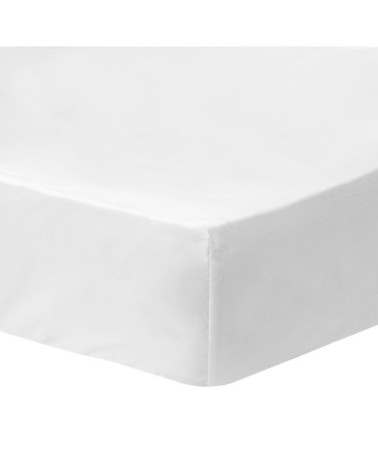Drap-housse uni en coton Blanc 90x190/200cm - Bonnet 30cm