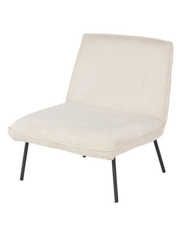 Fauteuil en velours côtelé beige