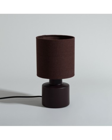 Lampe en céramique et abat-jour en polyester recyclé marron