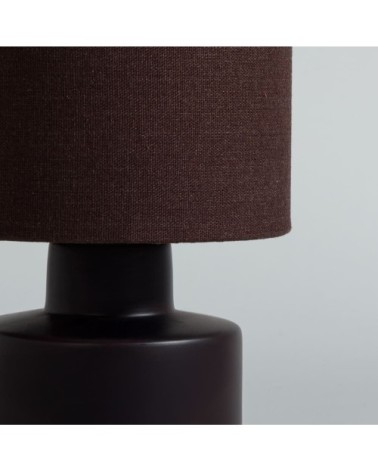 Lampe en céramique et abat-jour en polyester recyclé marron