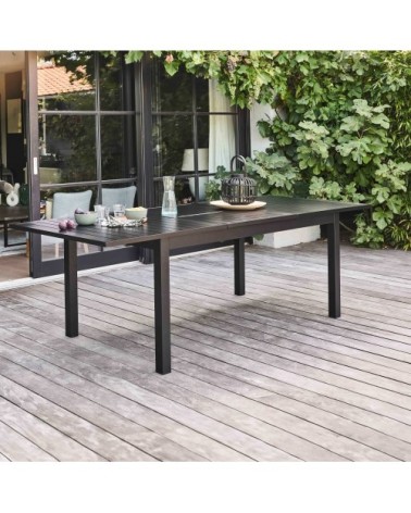Table de jardin extensible en aluminium noir 8 places
