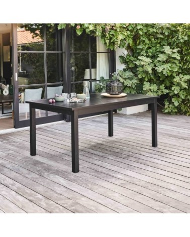 Table de jardin extensible en aluminium noir 8 places