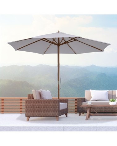 Parasol droit octogonal bois blanc