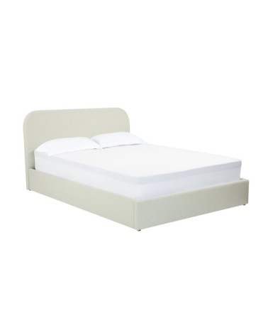 Lit double avec coffre 160x200 cm en tissu gris/beige