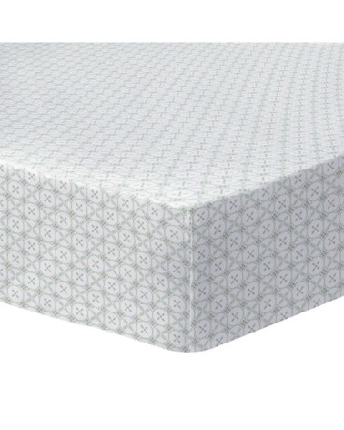 Drap-housse imprimé en coton Kaki 140x190/200cm - Bonnet 30cm