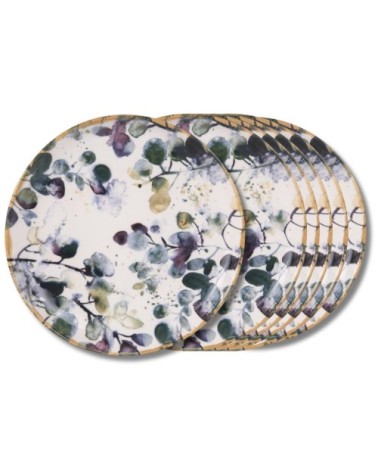 De 6 assiettes à dessert garden 22,5 cm (lot vertes en faïence