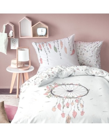Parure de lit imprimée en coton blanc 240x220+2x65x65cm