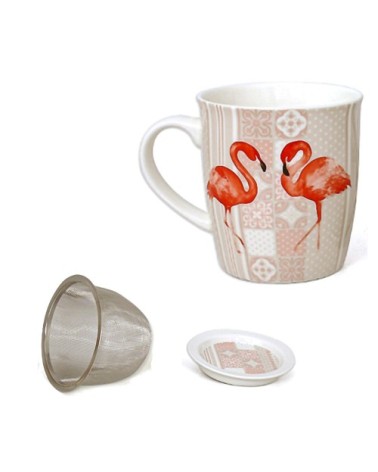 Mug en porcelaine avec infuseur flamant