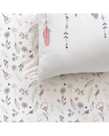 Parure de lit imprimée en coton blanc 240x220+2x65x65cm