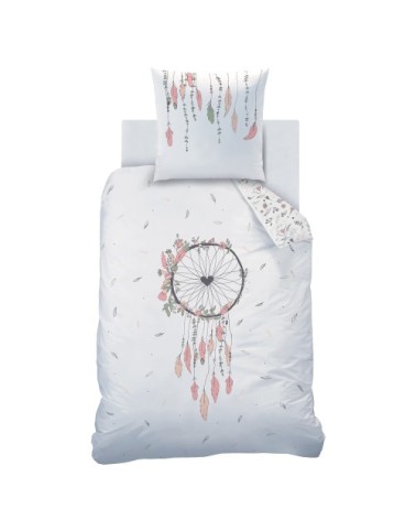 Parure de lit imprimée en coton blanc 240x220+2x65x65cm