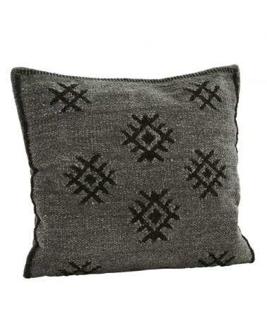 Housse de coussin chenille charbon 50x50