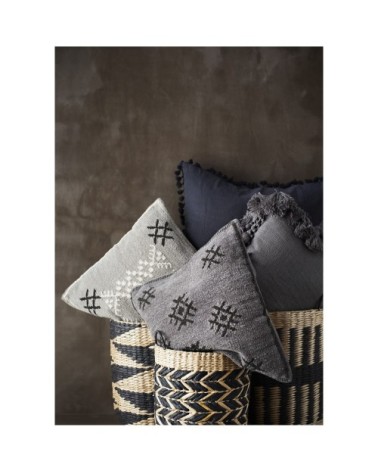 Housse de coussin chenille charbon 50x50