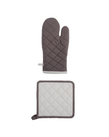 Ensemble gant et manique en coton bicolore