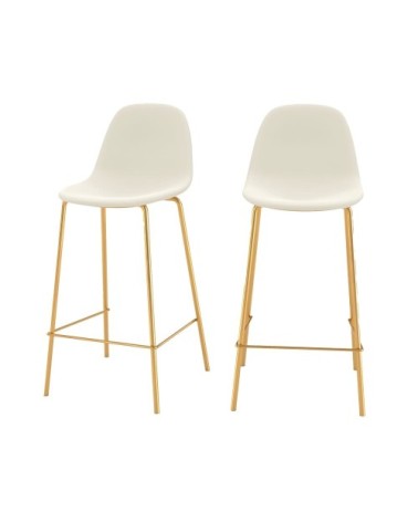 Lot de 2 chaises pour îlot central 65 cm en cuir synthétique blanc