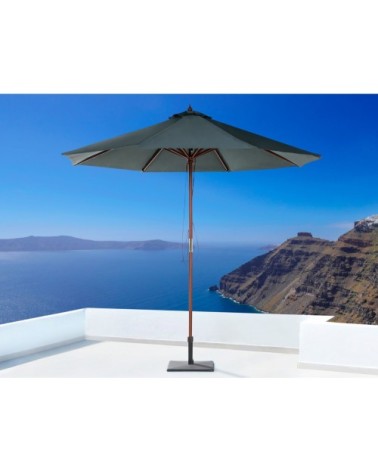Parasol de jardin en bois avec toile gris foncé D270cm