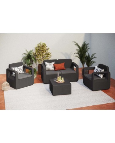 Salon de jardin design résine tressée injectée anthracite