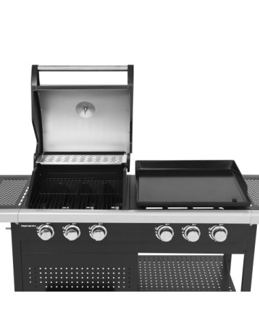 Barbecue duo au gaz 3 brûleurs + plancha 3 brûleurs