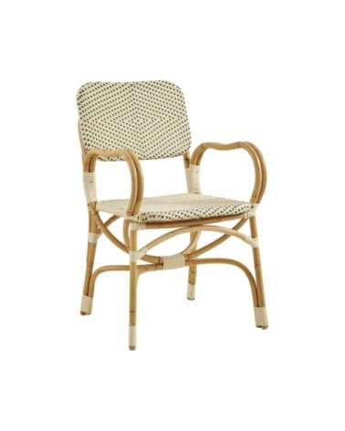 Chaise repas en rotin et fibre synthétique ivoire