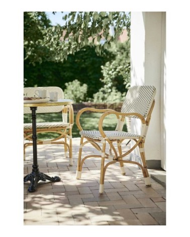 Chaise repas en rotin et fibre synthétique ivoire