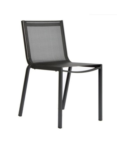 Chaise aluminium et textilène empilable gris anthracite