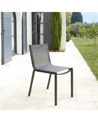 Chaise aluminium et textilène empilable gris anthracite