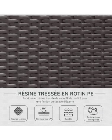 Salon de jardin 7 pièces modulables résine tressée brun foncé