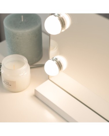 Miroir Maquillage Lumineux 15 LED 3 Modes 58x46x12cm Blanc