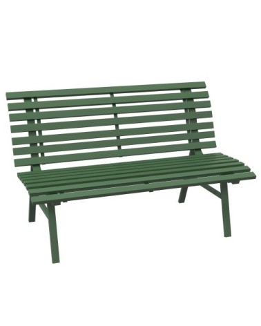 Banc de jardin 2 places assise dossier à lattes alu vert
