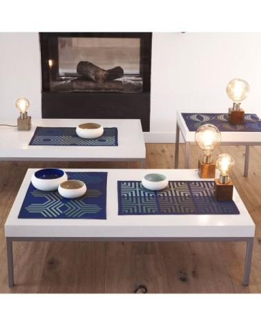 Set de table en coton fusion bleu 50 x 36