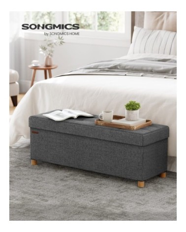Banc de rangement pliable 110 x 38 x 40 cm gris foncé