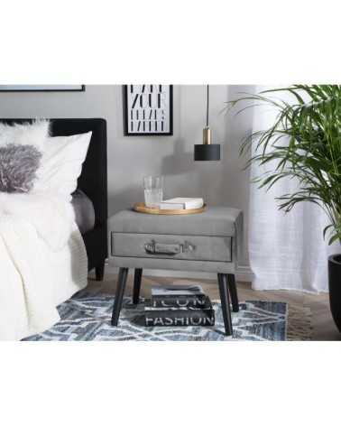 Table de chevet en velours gris