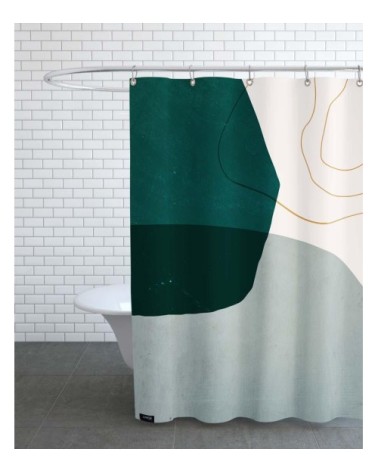 Rideau de douche en polyester en gris & vert 150x200