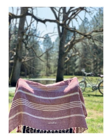 Fouta en chanvre Bordeaux 100 x 180 cm