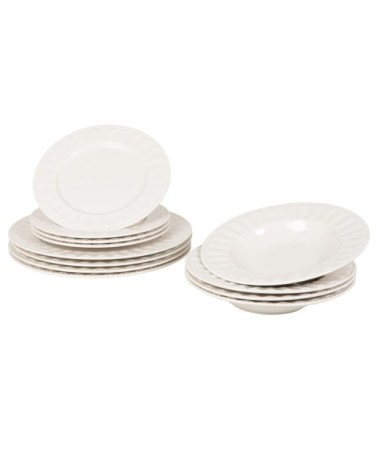 Service de table 12 pièces en porcelaine blanche