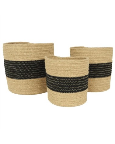 Cache-pots en coton 23cm lot de 3